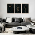 thumbnail image 3 of Moody Dark Orange Floral Framed Canvas Wall Art Set, Minimalist Wildflower Wall Decor, Black Flower Botanical Wall Painting, Modern Art Print for Living Room, Bedroom, Office 16"x24"x3, 3 of 6