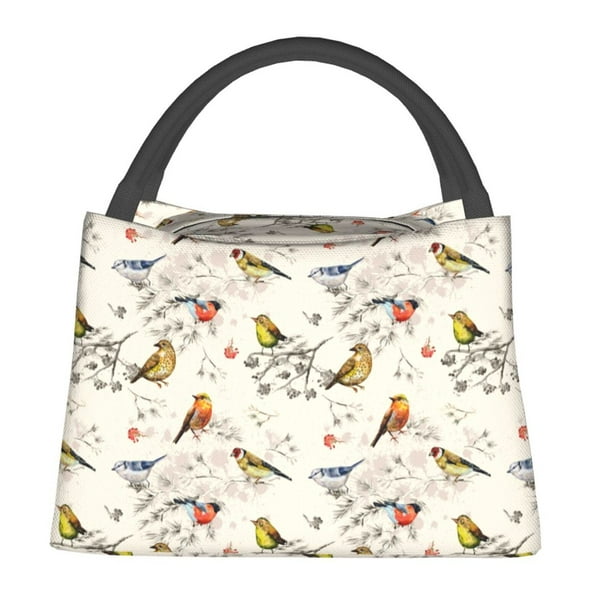 Fotbe Little Birds Bolsa Térmica Portátil con Estampado, Bolsa de Entrega de Alimentos Aislada, Bolsa Reutilizable de Gran Capacidad para Comidas y Supermercado