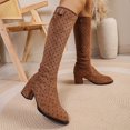 thumbnail image 6 of Polka Stretch Heel Knee High Boots Round Toe Mid Calf Long Footwear, 6 of 9