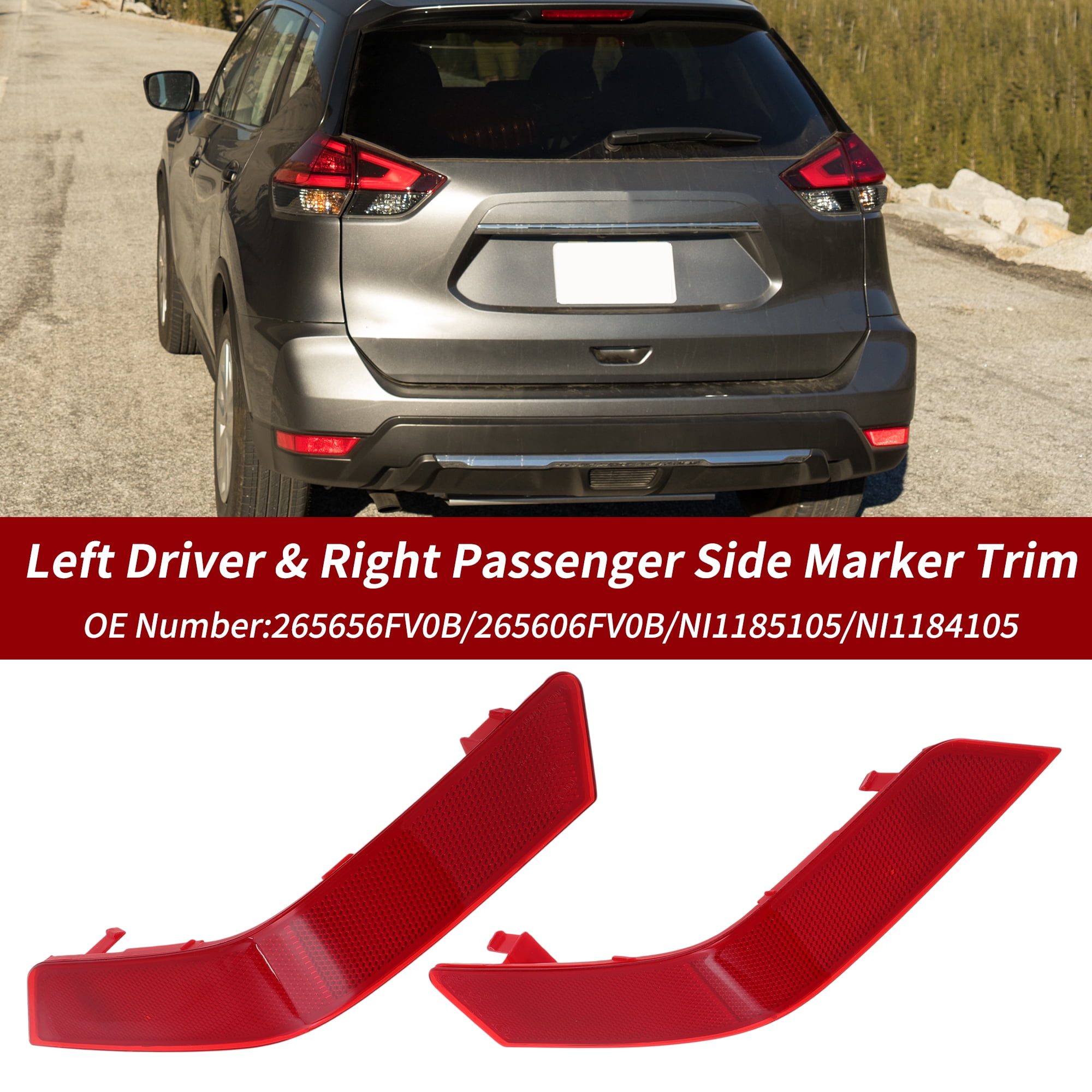 Unique Bargains 1Pc Rear Bumper Reflector for Nissan Rogue 2017-2020 Left and Right Side