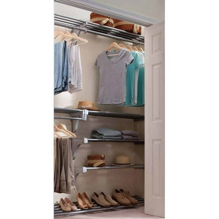 EZ Shelf Expandable Reach-In Closet Kit with Shoe Rack, Silver ...