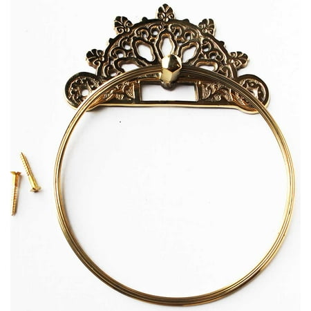 - NEW Victorian French Solid Brass Wall Mount Towel Ring Bathroom Fixture 6719