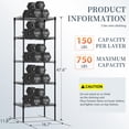thumbnail image 2 of Estantería BestOffice de 5 niveles ajustable, metal, 30 × 42 × 120 cm, color negro, 2 of 8