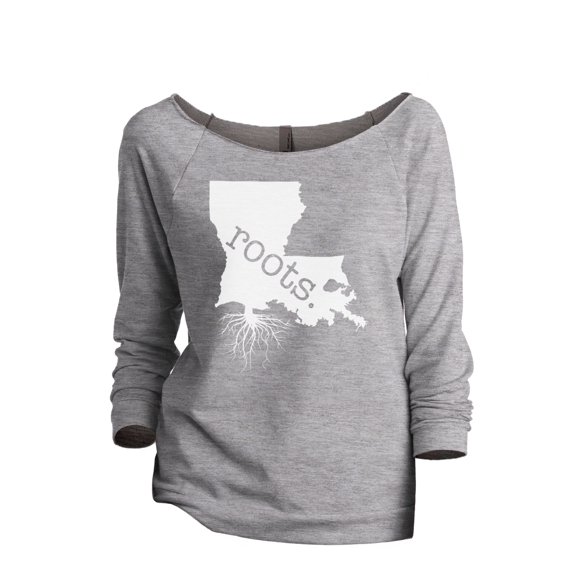 Thread Tank Home Roots State Louisiana LA Women's Slouchy 3/4 Sleeves Raglan Sweatshirt Sport Grey Small