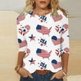 thumbnail image 2 of FAVIPT Vintage Fourth of July Shirts Women 3/4 Length Sleeve Round Neck Tunic Tees American Flag Patriotic Print Blouses Casual Fashion Shirts Multicolor,XXXXXL, 2 of 6