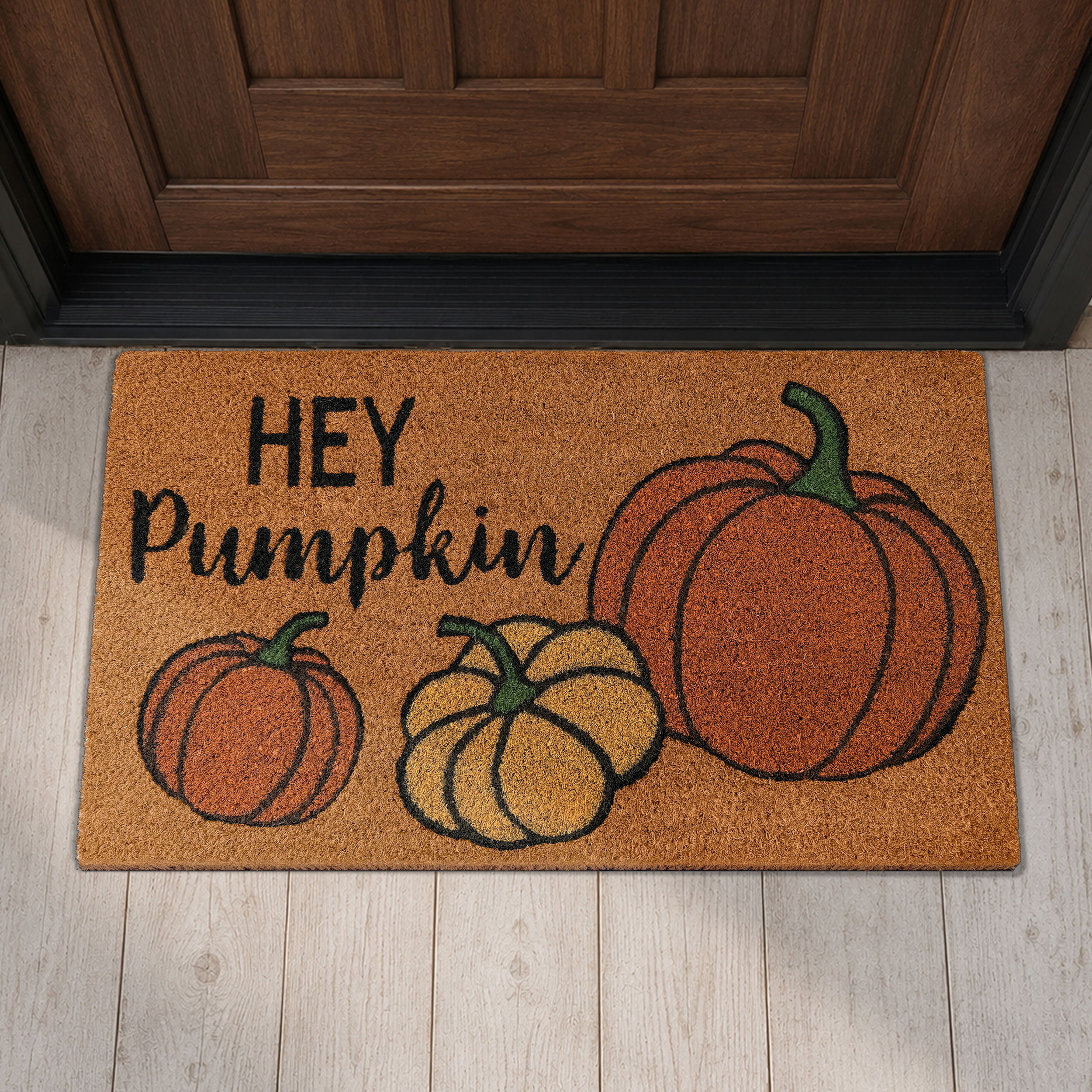 Printed Coir Mat 18x30 - Hey Pumpkin