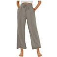 thumbnail image 2 of Dasayo Palazzo Women's Pants Wide-Leg Elastic Waist Bronze Sweatpants Yoga Solid Drawstring Activewear Womens Leggings L, 2 of 7
