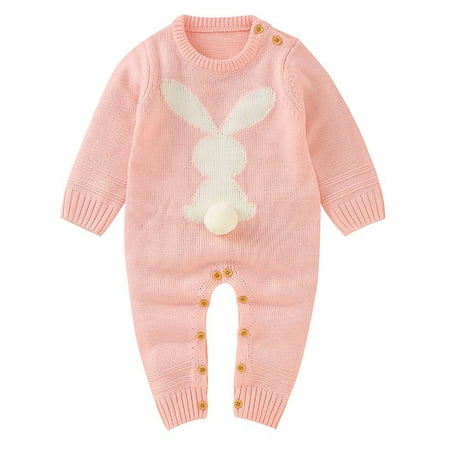 

0-24M Baby Boy Girl Newborn Cotton Warm Knitted Sweater Rabbit Romper Long Sleeve Outfits Fall Winter