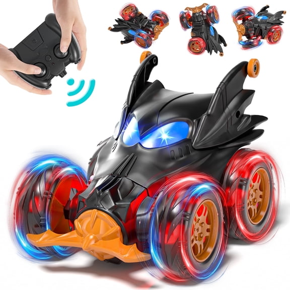 Remote Control Cars, RC Cars Toys for Boys 3 4 5 6 7 8 9 10 Year Old Girls Boys, 2.4Ghz Fast Stunt with Cool Lights for Boys Kids Age 5-7 Outdoor Toys Birthday Gifts
