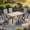 Graywood Table-Gray Chairs, variant on Vicllax 7Piece Outdoor Patio Dining Set, 63 Inch Rectangle Table with Umbrella Hole and All-Weather Patio Swivel Chairs set of 6, Black Table and Blue Chairs