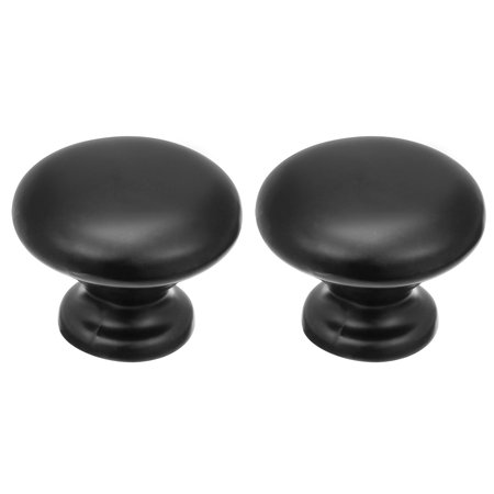 - Tasharina 25mmx19mm Drawer Single Hole Zinc Alloy Round Knob Pull Handle Black 2 Pcs