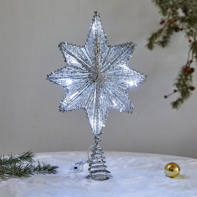Christmas Tree Top Decoration Lights Festive Three Dimensional Top Star Hollow Tree Top Star Suitable For Home Courtyard Christmas Tree Decoration