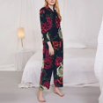thumbnail image 4 of Disketp Pajamas Set Long Sleeve Sleepwear Womens Button Down Nightwear Pj Sets-Roses Skulls, 4 of 9