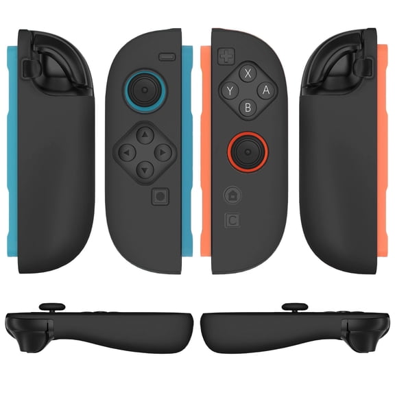 TNP JoyCon 2 Case Cover for Nintendo Switch 2 2025 - Protective Silicone Switch 2 Joycon Cover with Thumb Grip Caps - Ergonomic Anti-Slip Soft Shell Skin Case for Joy Con Controller (Black)
