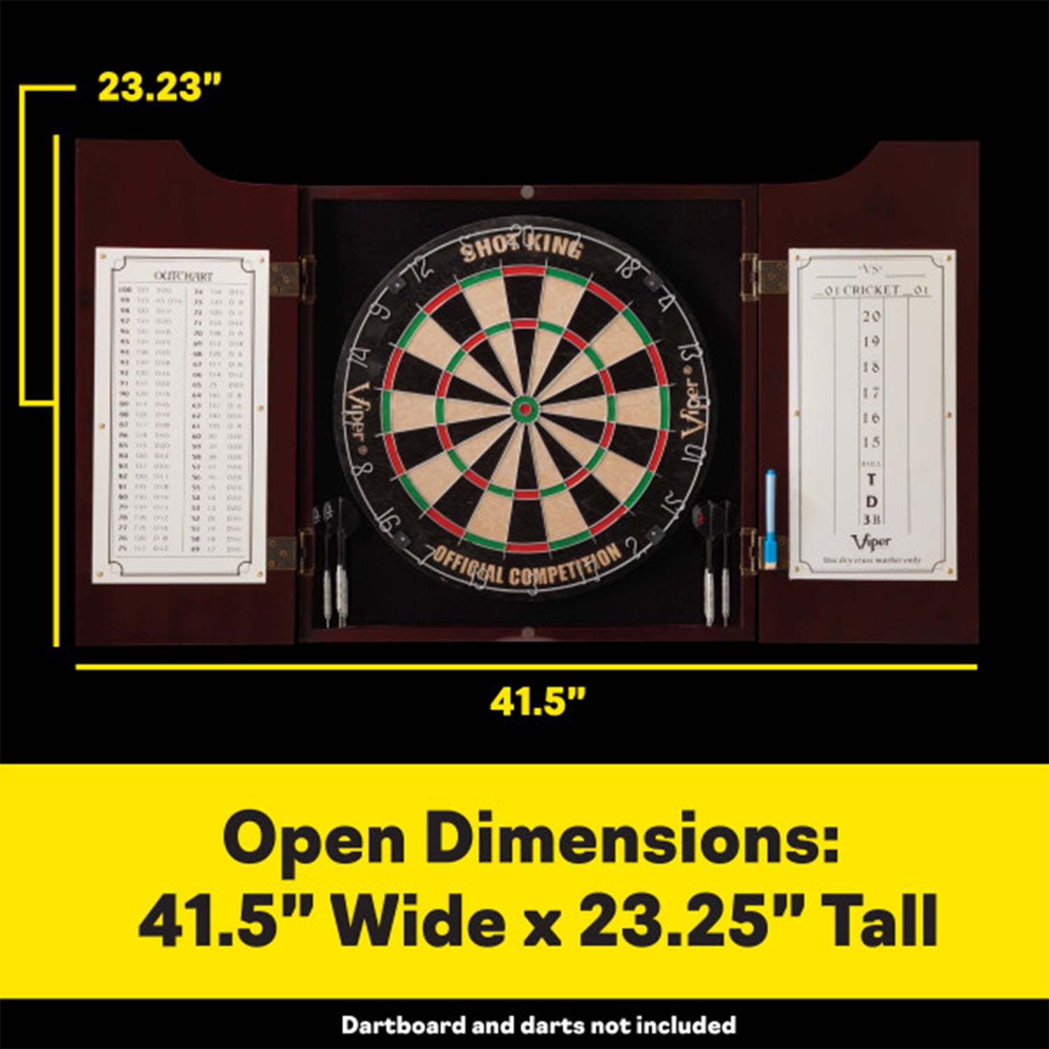 Viper Hudson Sisal Dartboard Cabinet In Mahogany - Solid Pine With Dry Erase Scoreboard