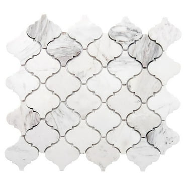 The Tile Life Santorini Arabesque Volakas 12" x 12" Marble Mosaic Floor and Wall Tile - 1 Sheet