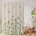 thumbnail image 6 of Shower Curtain Watercolor Daisy Leaf Shower Curtains for Bathroom Decor, Waterproof Polyester Shower Curtain Set with Hooks, Extra Long 72" x 78" Linen Texture, 6 of 9