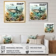 thumbnail image 4 of Designart "Ocean Blooms with Curious Shark III" Animals Framed Wall Art Decor - Modern Blue Shark Entryway Framed Wall Art Print, 4 of 6