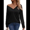 thumbnail image 1 of Camisa de Larga para Mujer, Atuendos de Otoño, Ropa Informal Elegante, Blusa Tipo Túnica con Cuello en V y Botones. Negro XL, 1 of 8