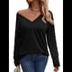 thumbnail image 1 of Camisa de Larga para Mujer, Atuendos de Otoño, Ropa Informal Elegante, Blusa Tipo Túnica con Cuello en V y Botones. Negro L, 1 of 8