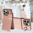 thumbnail image 5 of ELEHOLD Magnetic Wallet Case for iPhone 15, Built-in 360°Rotation Ring Stand,Slim Shockproof with Card Slot Retro PU Leather, Hybrid Rugged Drop Protective Cover, rosegold, 5 of 8