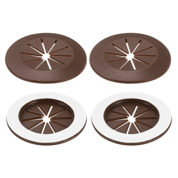 4 Pack 2.17 Inch Cable Grommets, Self-Adhesive Desk Hole Cover, Deep Brown