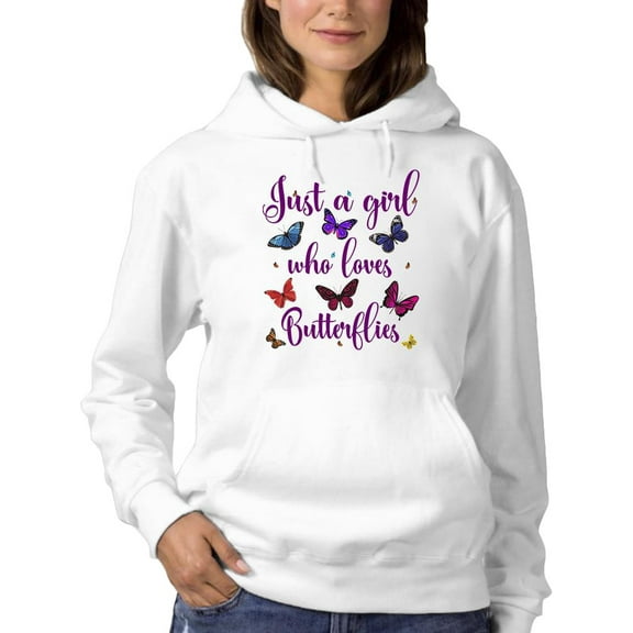 A Girl Who Loves Butterflies! Hoodie Women -Smartprints Designs, Female 4X-Large