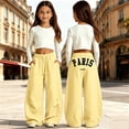 thumbnail image 2 of SONXAHE Paris‑Letter‑Print Sweatpants for Little Girl Print Casual Pants Bottoms, 2 of 5