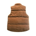 thumbnail image 3 of Lovskoo Mens Winter Coats Corduroy Quilted Puffer Vest Stand Collar Sports Sleeveless Casual Loose Hiking Outdoor Vest Jackets Coffee, 3 of 4
