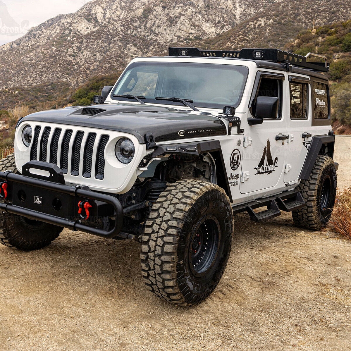 WOLFSTORM Front&Rear Fender Flares Fit for 2018-2021 Jeep Wrangler JL 4 Doors/2 Door,LED DRL Lights and Sequential LED Turn Lights,Jeep Wrangler JL/JLU Fender Flares Replacement Exterior Accessories