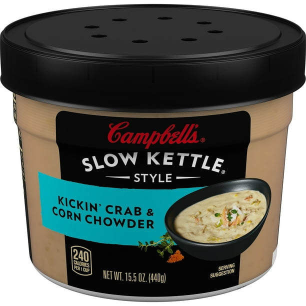 Campbell's Slow Kettle Style Kickin' Crab & Corn Chowder, 15.5 oz. Tub