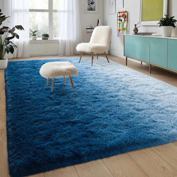 Alfombra DWeike Luxury Fluffy Kids de 5 x 8 pies, azul marino degradado