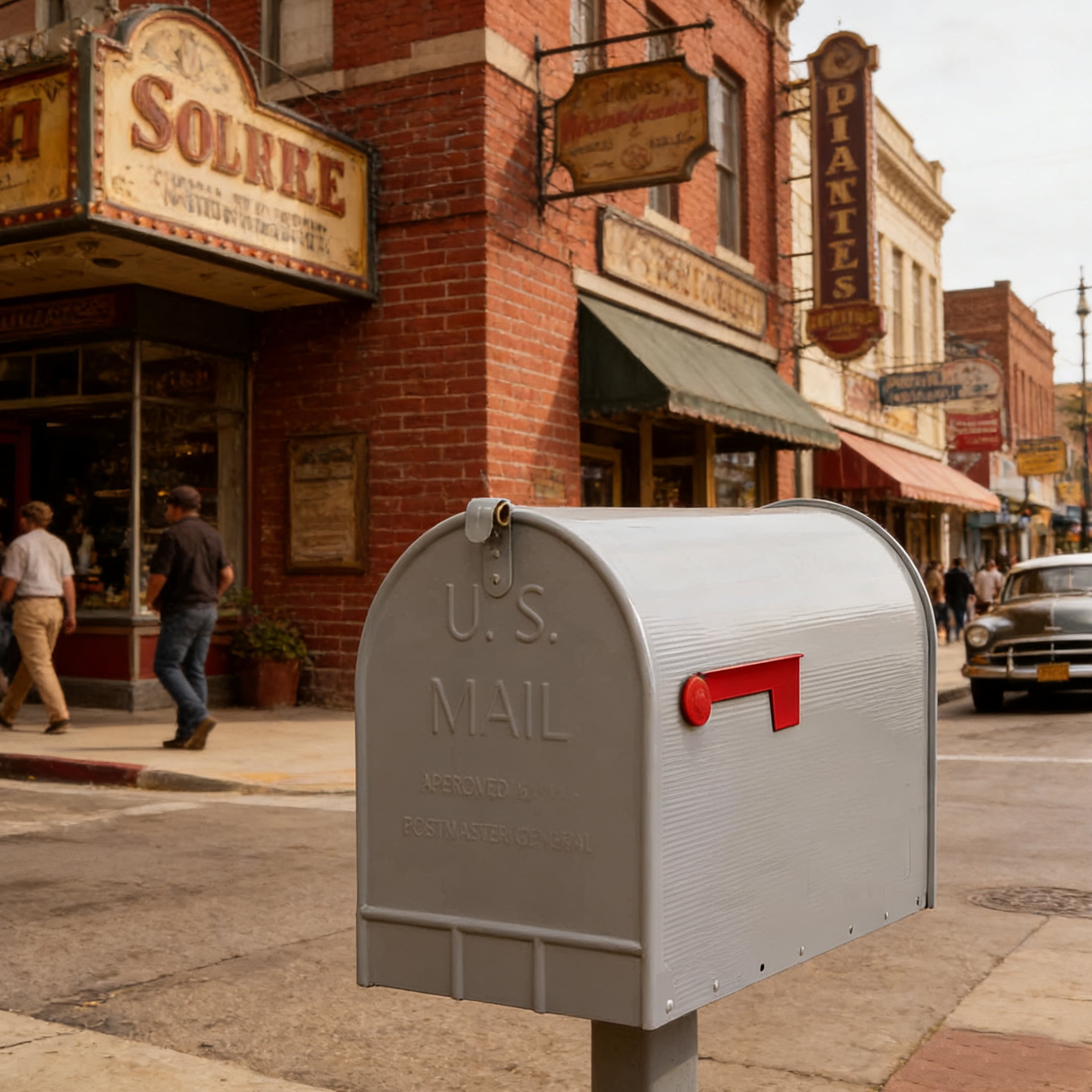 4W Rural Mailboxes Galvanized Steel,Jumbo Size,Post-Mount Mailbox in Gray