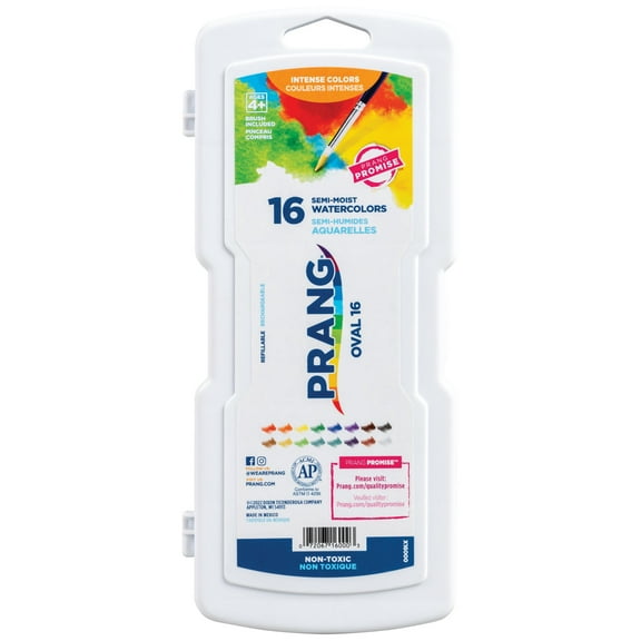 Prang Watercolor Oval Pan Set, 16-Colors