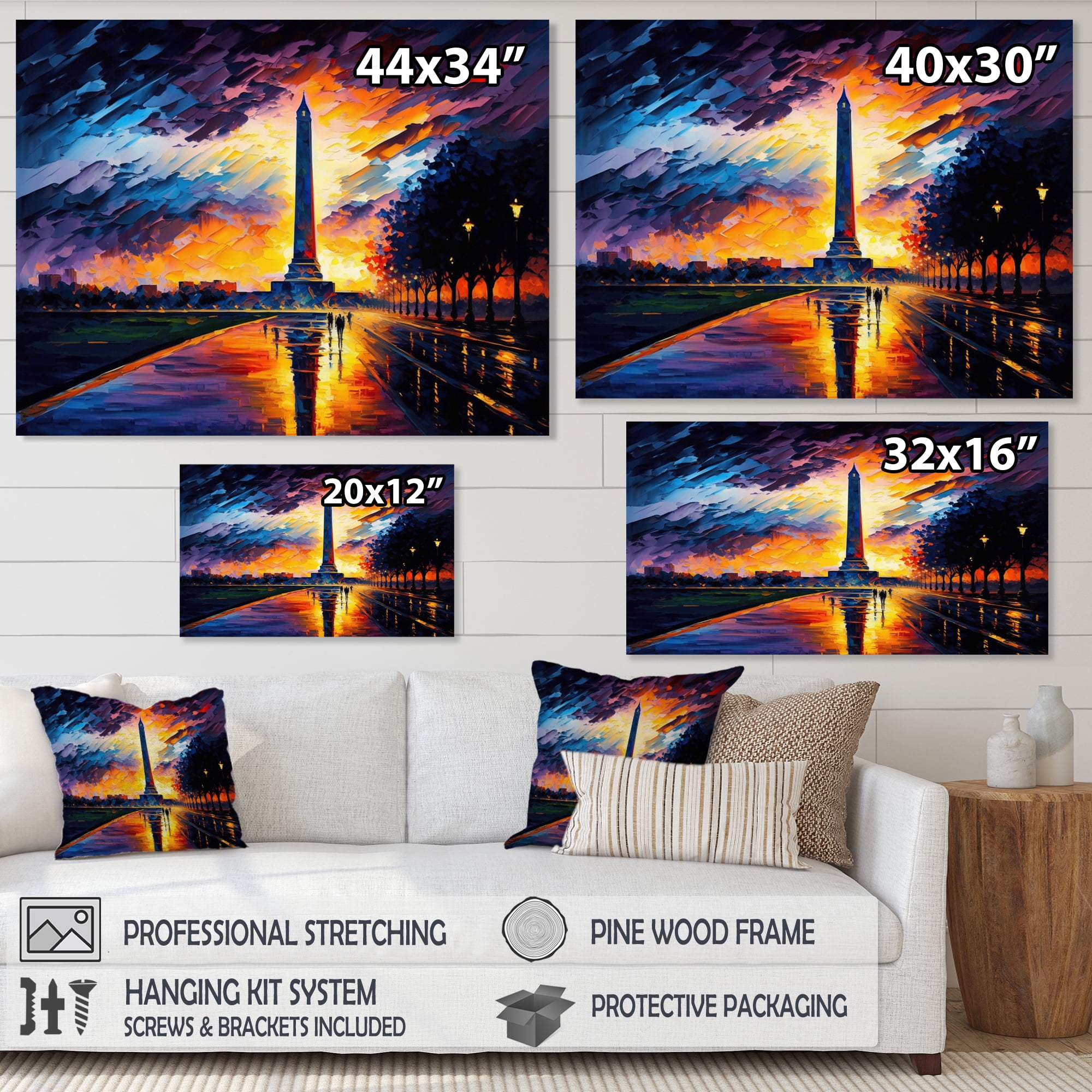 Designart Colorful Washington Monument Canvas Wall Art