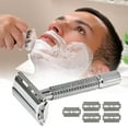 thumbnail image 2 of Retro Rotary Razor for Men with Storage Box 5 Replaceable Blades Smooth Shaving for Face Beard, 2 of 10