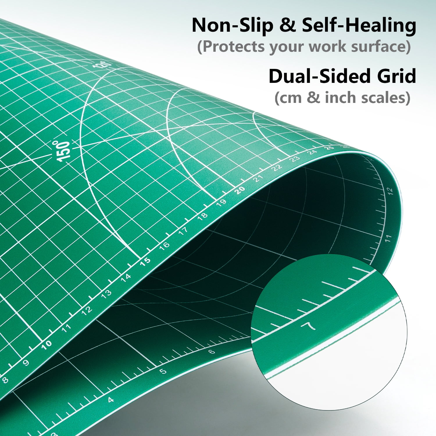 Self Healing Cutting Mat 18"x24", A2, Rotary Fabric Cutting Mat for Sewing, Quilting, Crafts & DIY, Double Sided Green