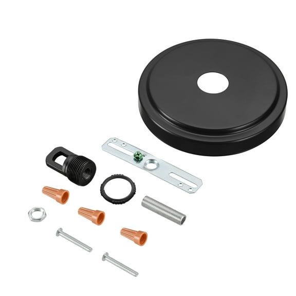 Aspen Creative 21507-51, Matte Black Transitional Chandelier Fixture Canopy Kit, 5-1/8" Diameter with Collar Loop, 1" Center Hole