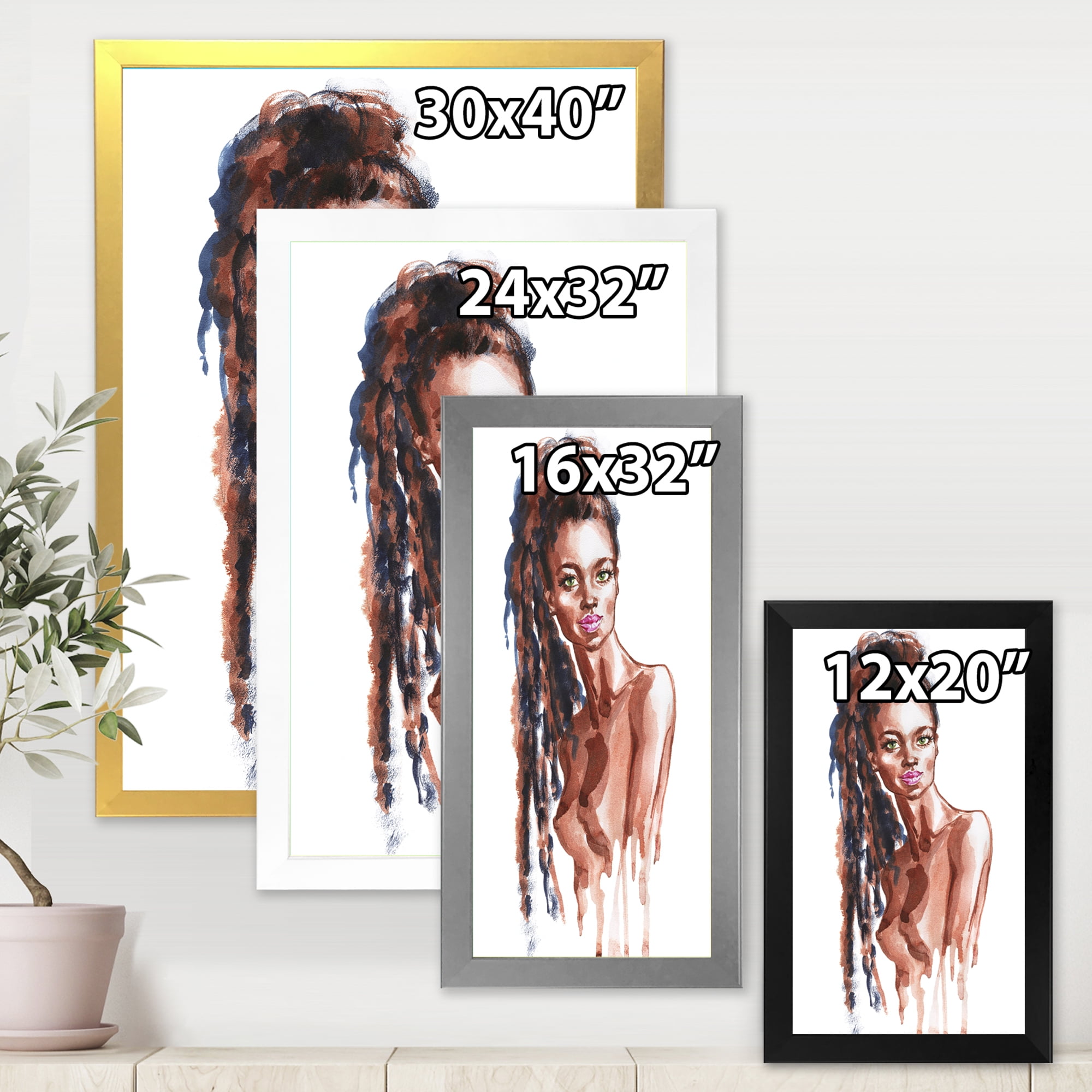 Designart 'Portrait of Afro American Woman VIII' Modern Framed Art Print