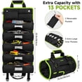 thumbnail image 3 of Bolsa organizadora grande enrollable Lefor·Z, 13 bolsillos, color negro y verde, 3 of 8
