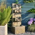 thumbnail image 2 of 32.2" 3-Tier Outdoor Garden Water Fountain with LED Lights, Mossy Stone Cascading Resin Waterfall Feature for Patio, Yard, or Porch Decor, 2 of 8