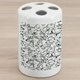 thumbnail image 1 of Animal Ceramic Toothbrush Holder, Butterfly Pattern Freedom Sign Feminine Illustration, Decorative Versatile Countertop for Bathroom, 4.5" X 2.7", White and Black, by Ambesonne, 1 of 4