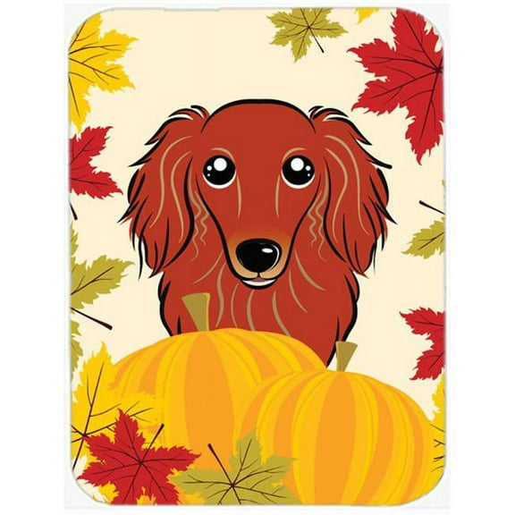 Longhair Red Dachshund Thanksgiving Mouse Pad, Hot Pad or Trivet