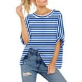 thumbnail image 2 of UVN Oversized Stripe T Shirt for Women Summer Casual Short Sleeve Tee Ladies Loose Crewneck Tops, 2 of 7