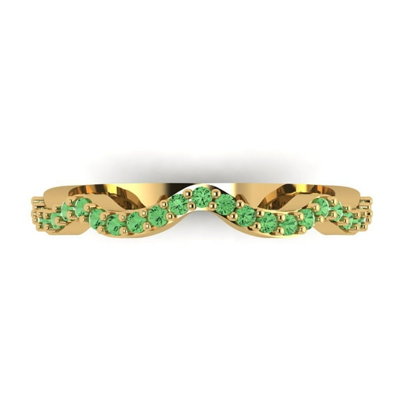 0.23 ctw Wedding Band for Women - 18K Yellow Gold Simulated Green Diamond Stackable Eternity Ring