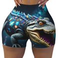 thumbnail image 2 of Logiee Starry Sky Colorful Crocodile Print Women's Biker Shorts,Workout Gym Shorts,Scrunch Shorts,Tummy Control Hidden Scrunch Running Yoga Shorts-, 2 of 8