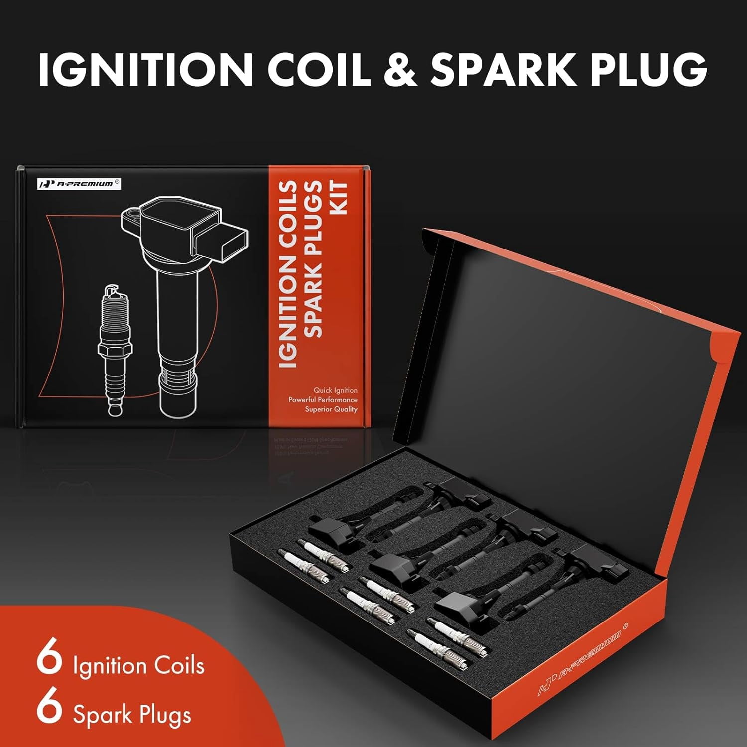 A-Premium Set of 6 Ignition Coil Pack and Iridium Spark Plugs Compatible with Nissan Altima Frontier Murano Pathfinder Quest Xterra Infiniti I35 QX4 Suzuki Equator 3.0L 3.5L 4.0L