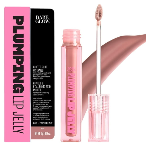Gel labial voluminizador Babe Original para labios más voluminosos | Brillo labial con péptidos y ácido hialurónico que rellena e hidrata los labios | Fórmula vegana sin crueldad animal con brillo int