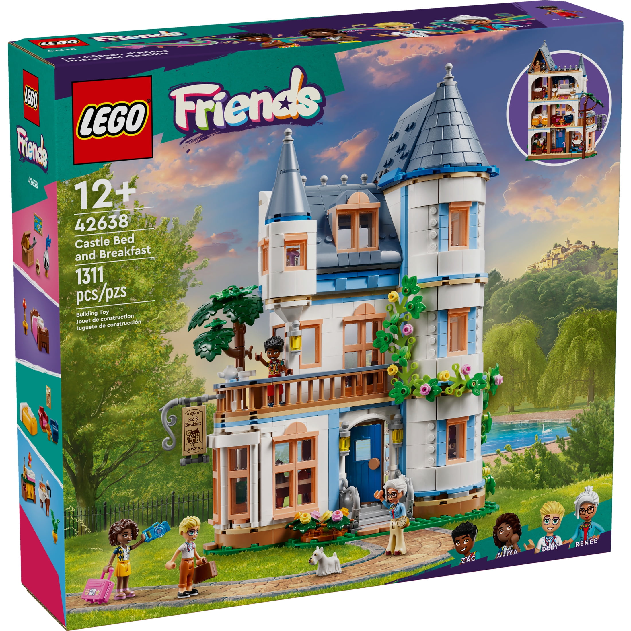 LEGO Friends Castle Bed and Breakfast Hotel Building Toy - Pretend Play Toy Figures & Playsets for Girls & Boys, Ages 12+ Years - Gift for Kids W/ Mini-Dolls - 42638