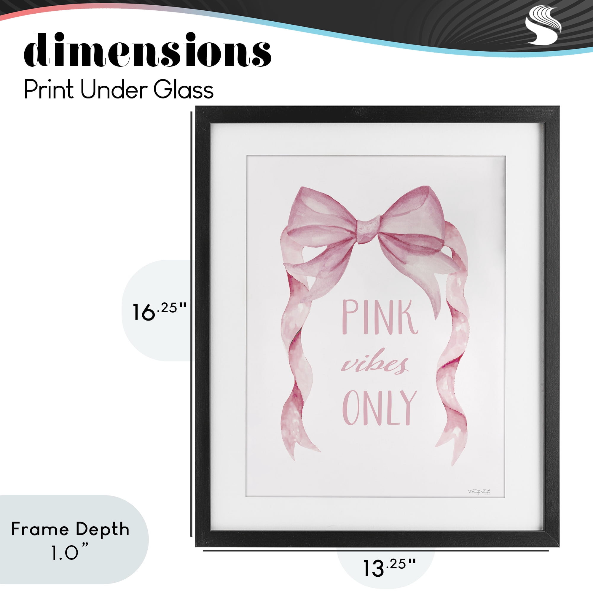 Stupell Industries Feminine Pink Vibes Only Black Framed Print Under Glass, design by Cindy Jacobs